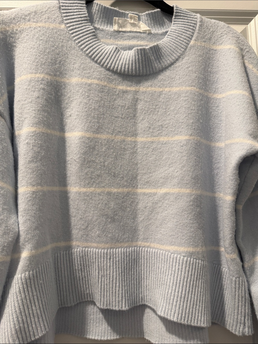 Hippie Rose Light Blue Striped Cropped Crewneck Sweater - Picture 7 of 7